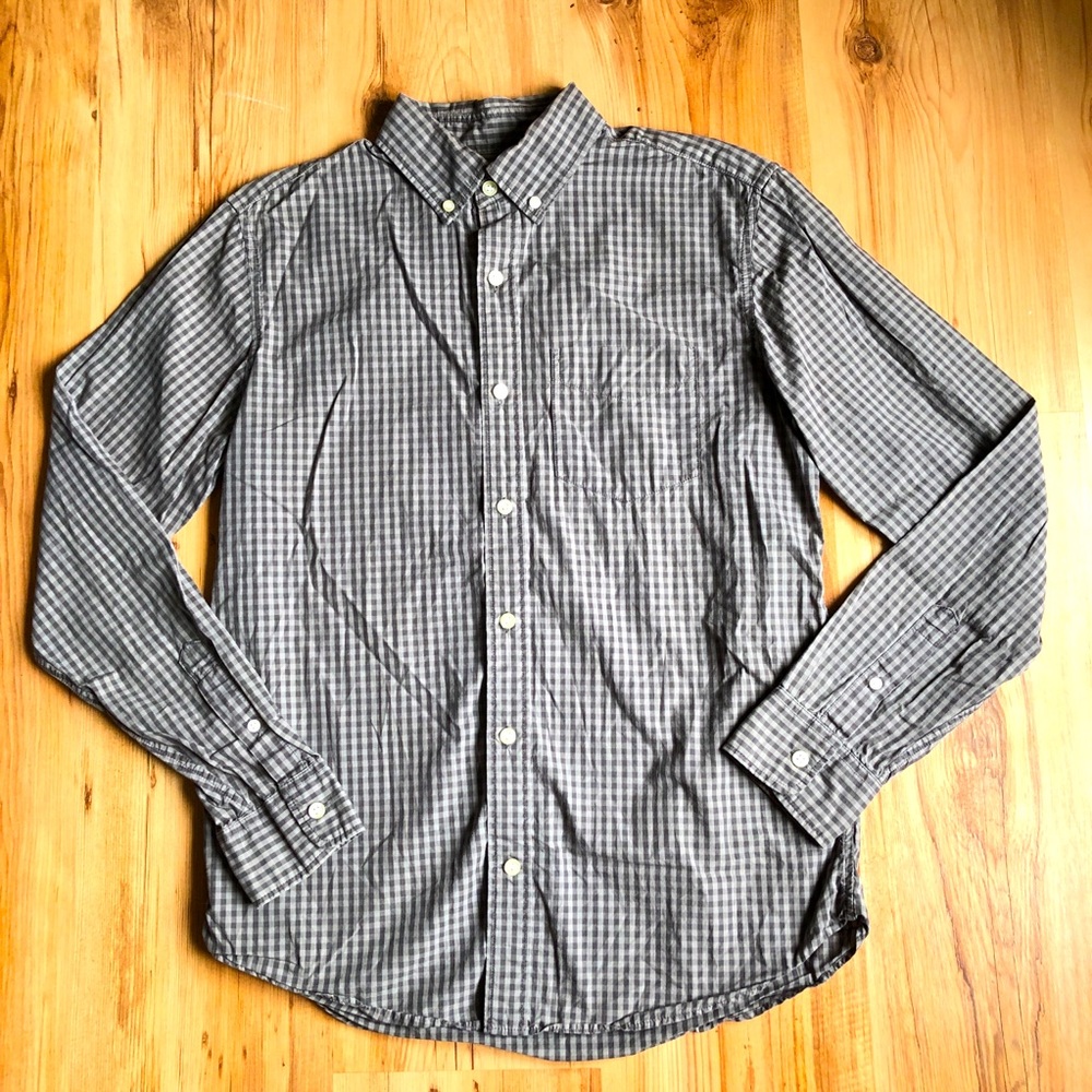 GAP Plaid Poplin Shirt Gray Small Long Sleeve Mens